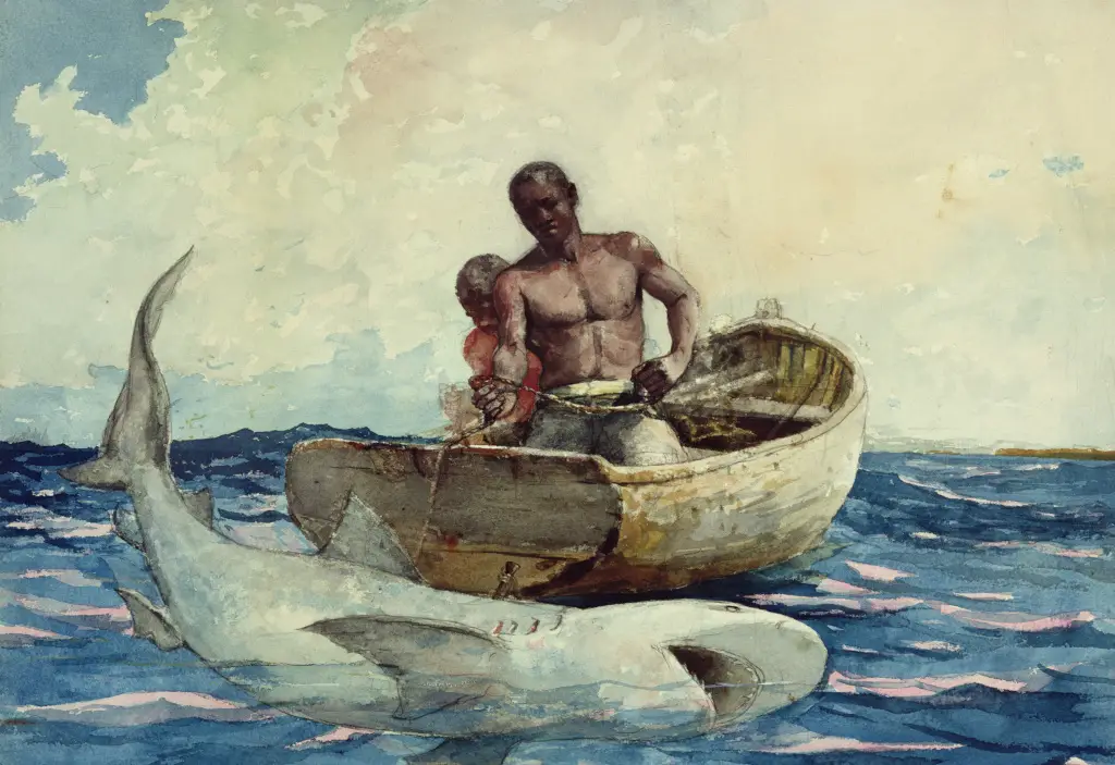 Shark Fishing in Detail Winslow Homer